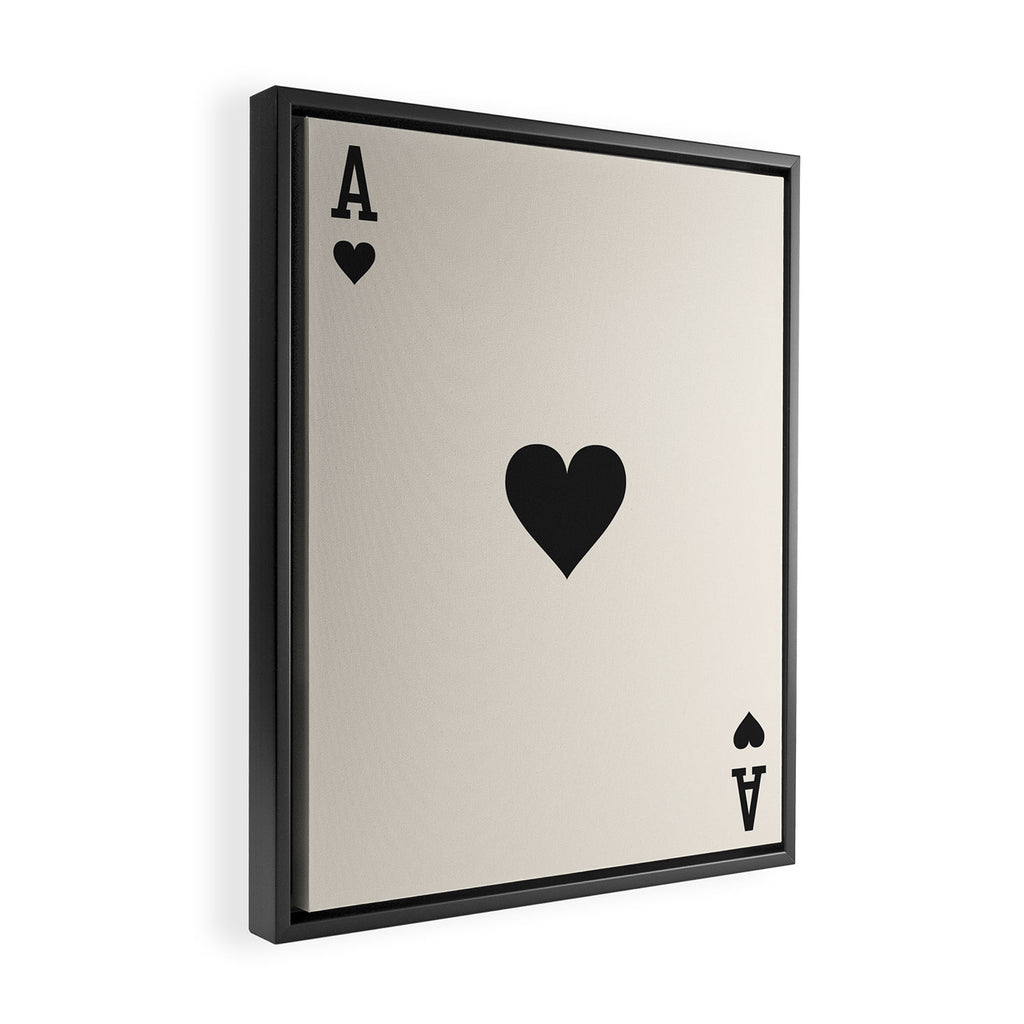 Ace of Hearts Black and White Framed Canvas Print Gallery Image 2