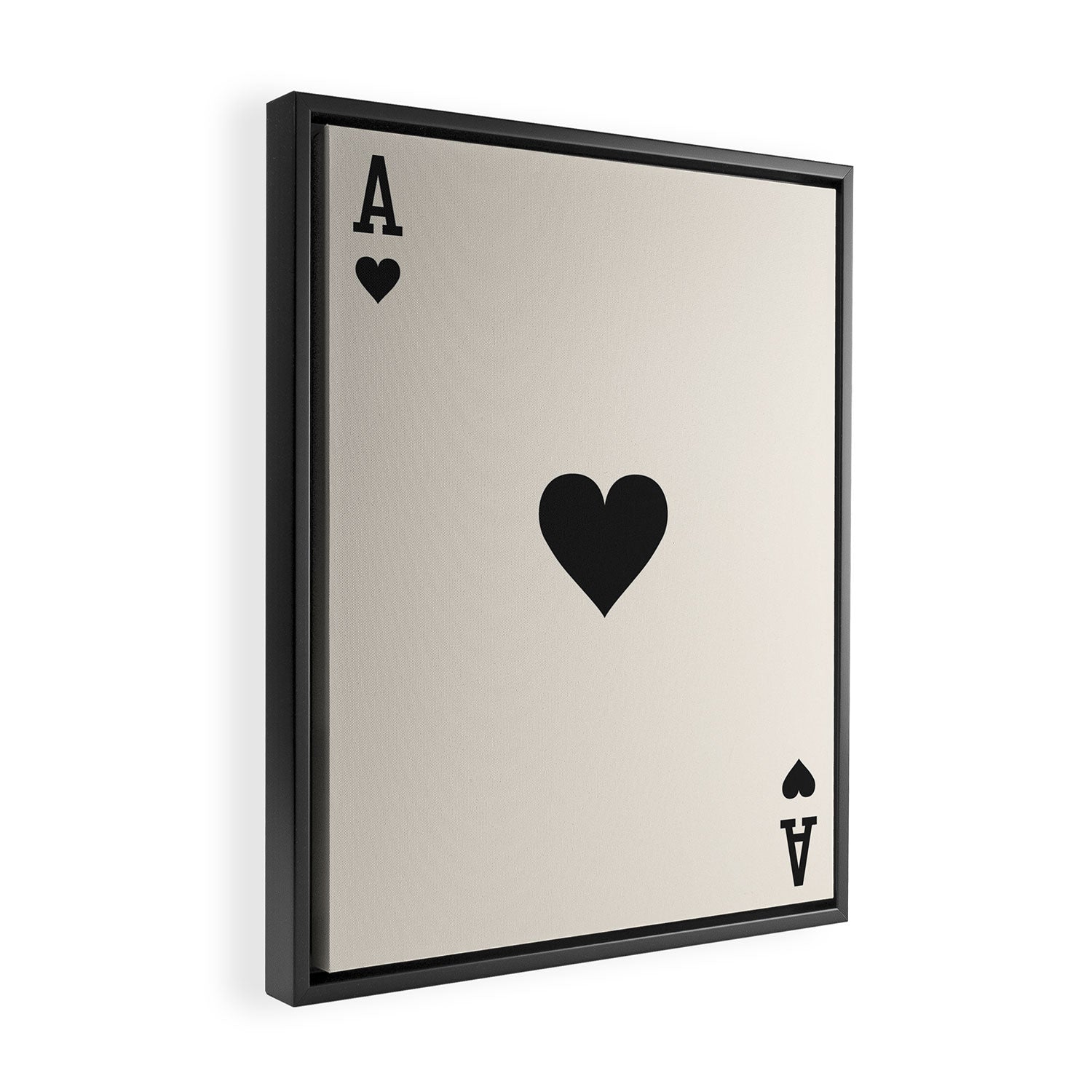 Ace of Hearts Black and White Framed Canvas Print Gallery Image 2