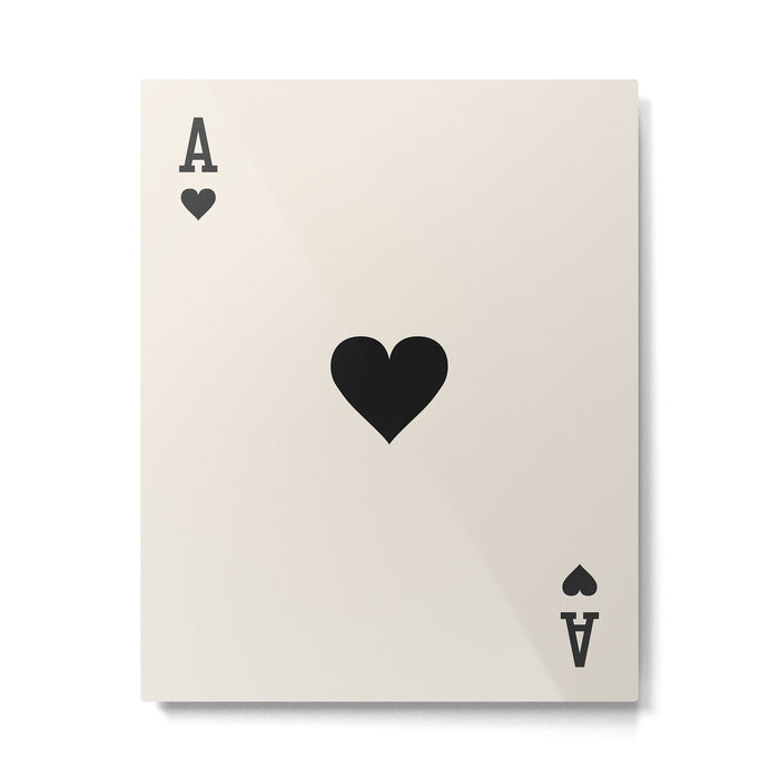 Ace of Hearts Black and White Metal Print Gallery Image 1