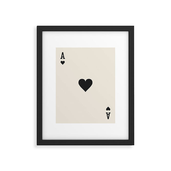 Ace of Hearts Black and White Framed Art Print Gallery Image 1