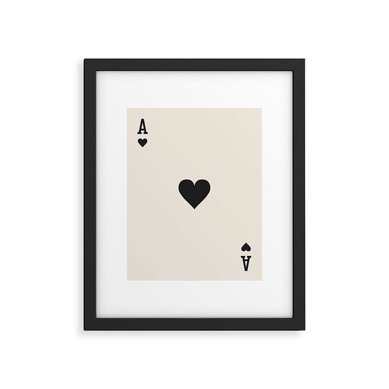 Ace of Hearts Black and White Framed Art Print Gallery Image 4