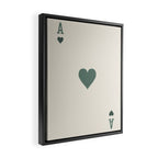 Ace of Hearts Playing Card Sage Green Framed Canvas Print Gallery Image 2