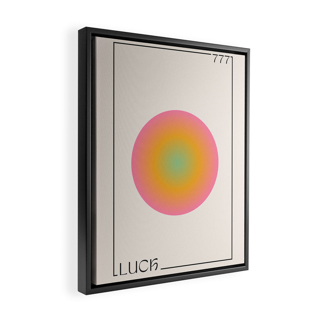 Angel Number 777 Aura Retro Circular Gradient Framed Canvas Print Gallery Image 2