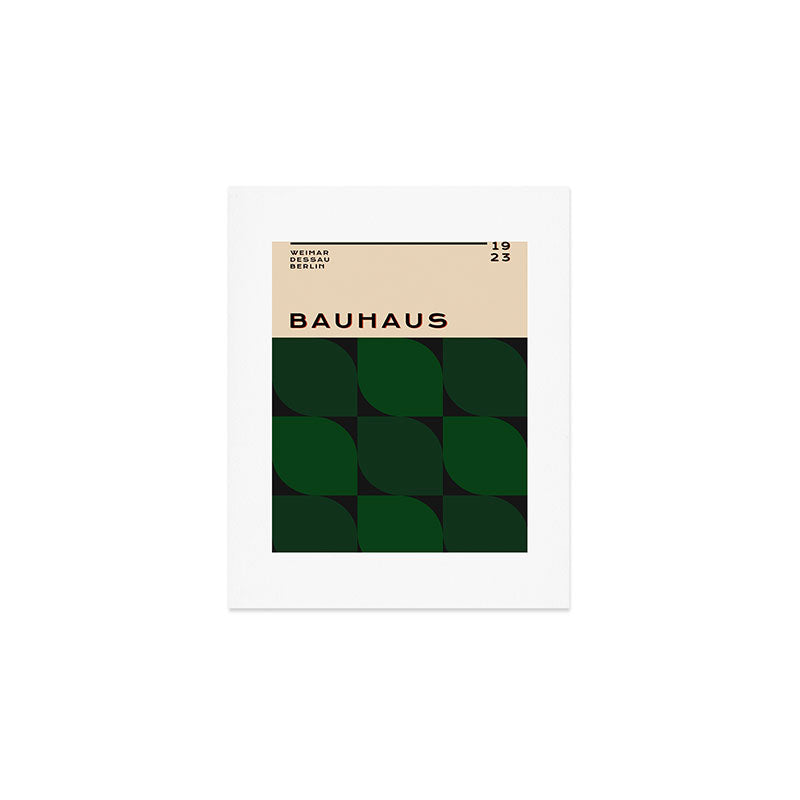 Bauhaus Geometry Mid Century Modern Exhibition Poster in Retro Vintage Green Tones 2 Art Print Gallery Image 1