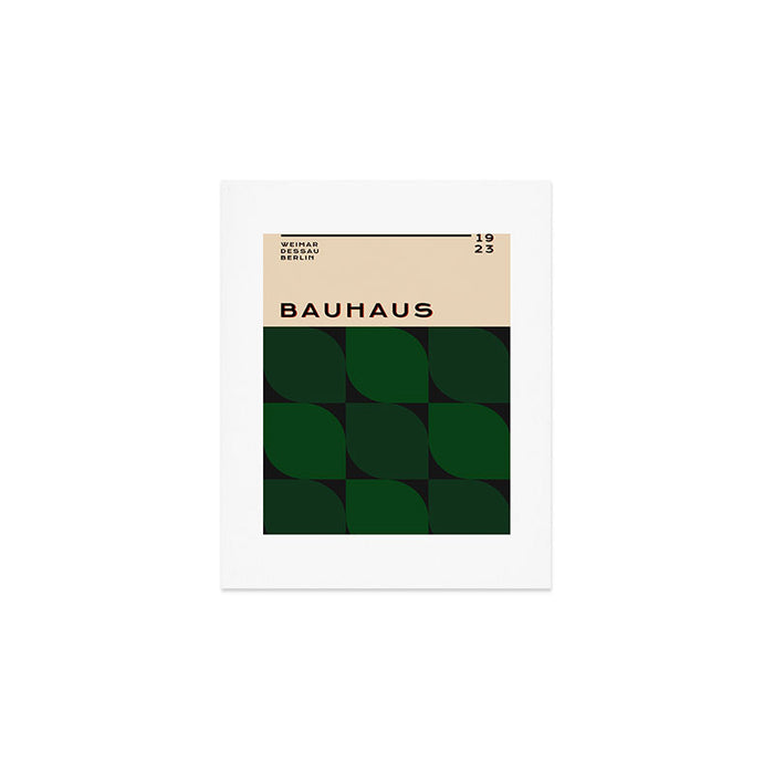 Bauhaus Geometry Mid Century Modern Exhibition Poster in Retro Vintage Green Tones 2 Art Print Gallery Image 1