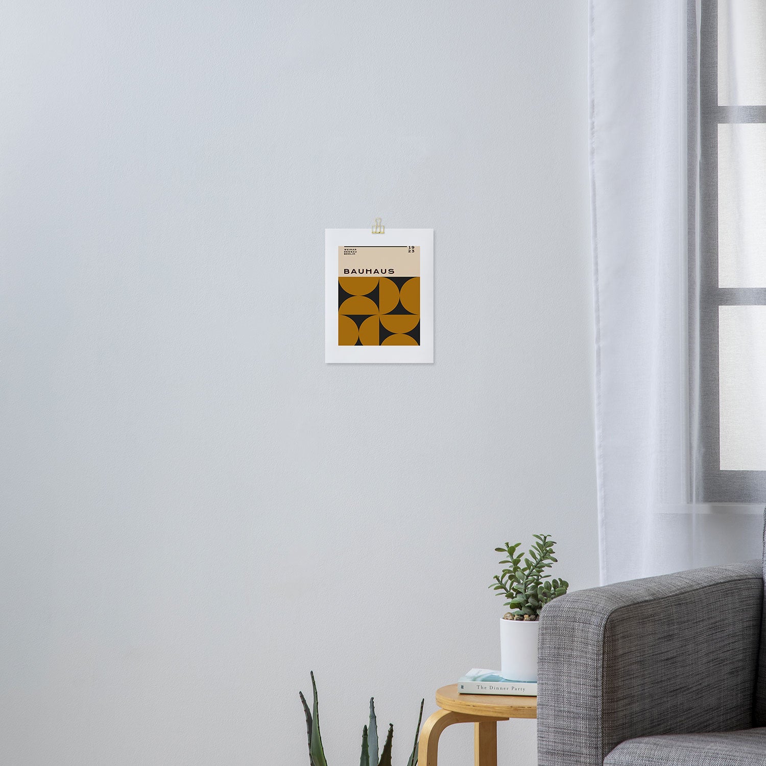 Bauhaus Geometry Mid Century Modern Exhibition Poster in Retro Vintage Yellow Tones 3 Art Print Gallery Image 3