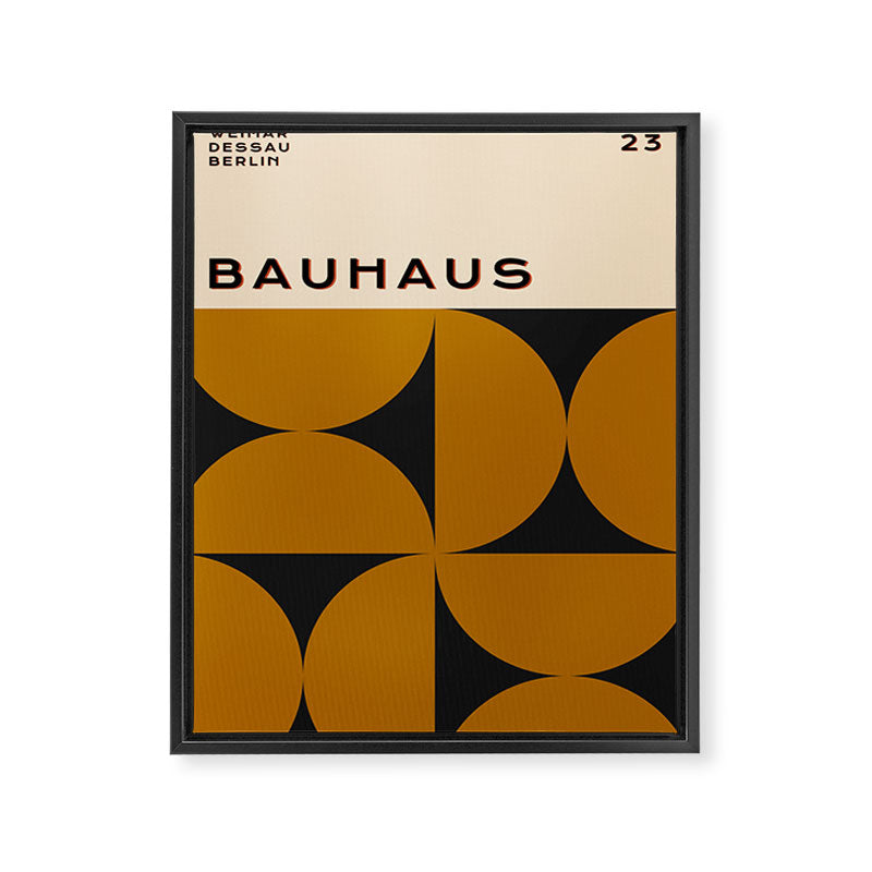 Bauhaus Geometry Mid Century Modern Exhibition Poster in Retro Vintage Yellow Tones 3 Framed Canvas Print Gallery Image 6
