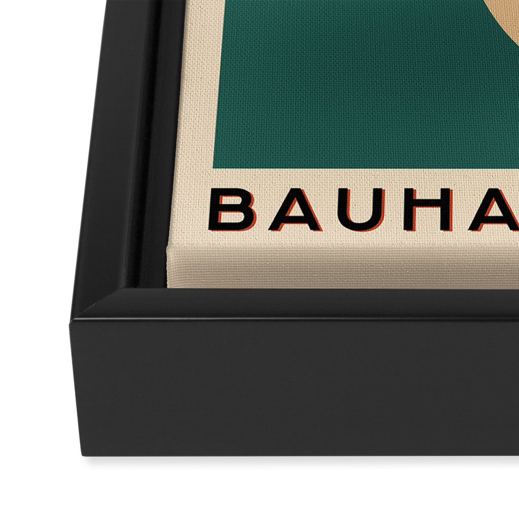 Bauhaus Mid Century Modern Exhibition Poster in Retro Vintage Warm Tones 1 Framed Canvas Print Gallery Image 3