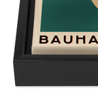 Bauhaus Mid Century Modern Exhibition Poster in Retro Vintage Warm Tones 1 Framed Canvas Print Gallery Image 3