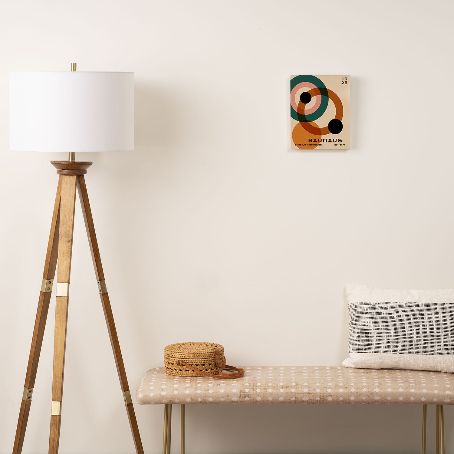  Bauhaus Mid Century Modern Exhibition Poster in Retro Vintage Warm Tones 2 Canvas Print Gallery Image 2