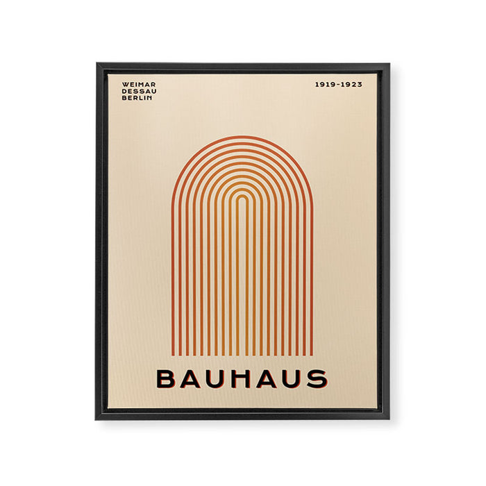 Bauhaus Mid Century Modern Exhibition Poster in Retro Vintage Warm Tones 3 Framed Canvas Print Gallery Image 1