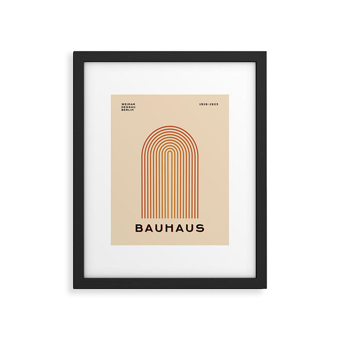 Bauhaus Mid Century Modern Exhibition Poster in Retro Vintage Warm Tones 3 Framed Art Print Gallery Image 1