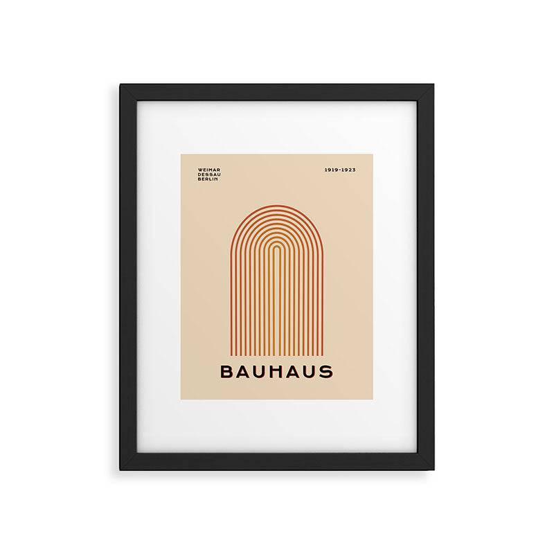 Bauhaus Mid Century Modern Exhibition Poster in Retro Vintage Warm Tones 3 Framed Art Print Gallery Image 5