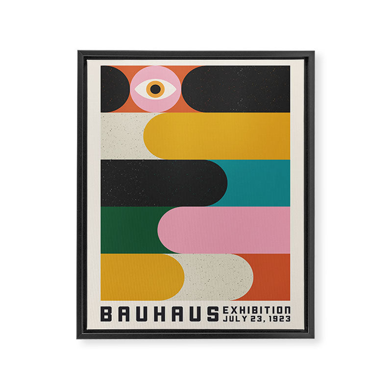 Bauhaus Retro Exhibiton Poster, Colorful Eclectic Geometric Print 1 Framed Canvas Print Gallery Image 6