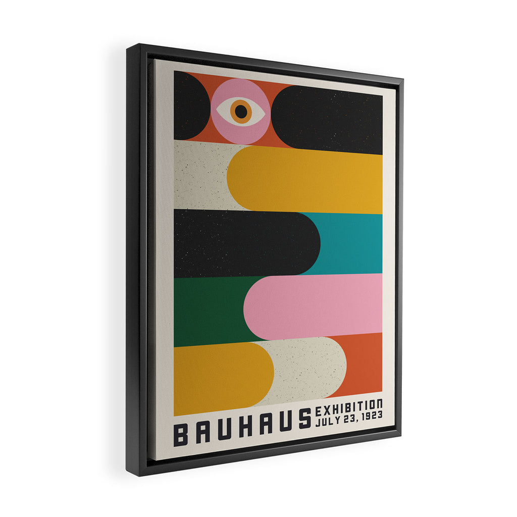 Bauhaus Retro Exhibiton Poster, Colorful Eclectic Geometric Print 1 Framed Canvas Print Gallery Image 2