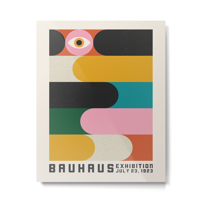 Bauhaus Retro Exhibiton Poster, Colorful Eclectic Geometric Print 1 Metal Print Gallery Image 1