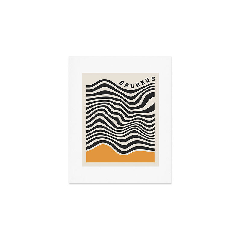 Bauhaus Wavy Lines and Yellow Abstract Retro Print Art Print Gallery Image 1