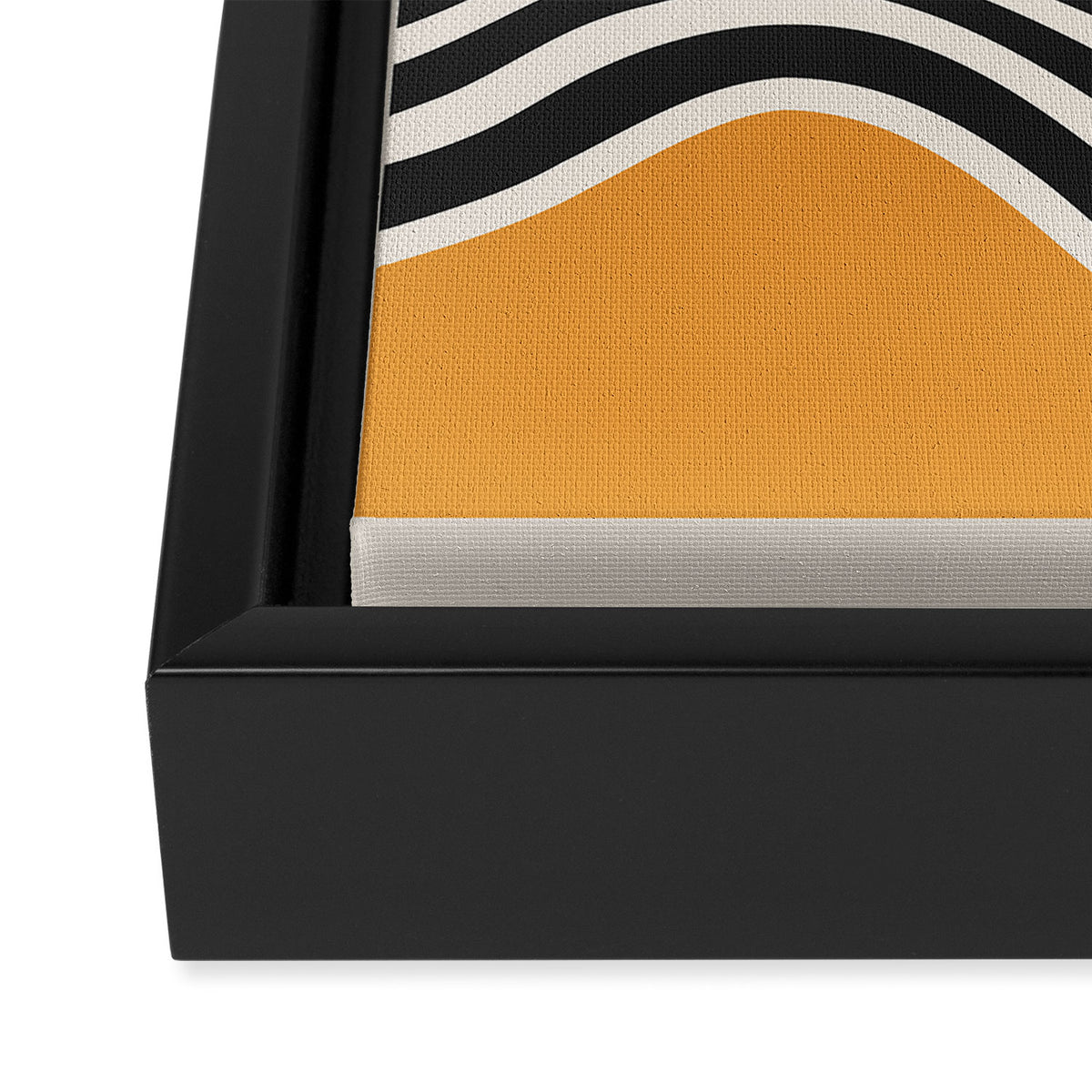 Bauhaus Wavy Lines and Yellow Abstract Retro Print Framed Canvas Print Gallery Image 3