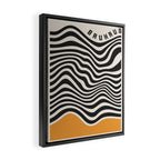 Bauhaus Wavy Lines and Yellow Abstract Retro Print Framed Canvas Print Gallery Image 2