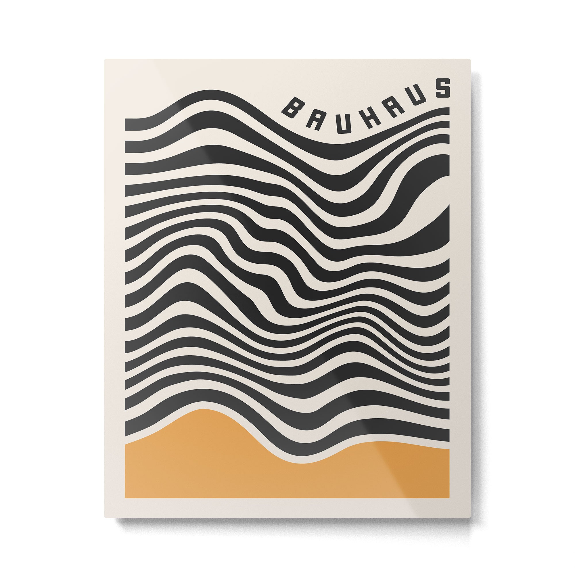 Bauhaus Wavy Lines and Yellow Abstract Retro Print Metal Print Gallery Image 4