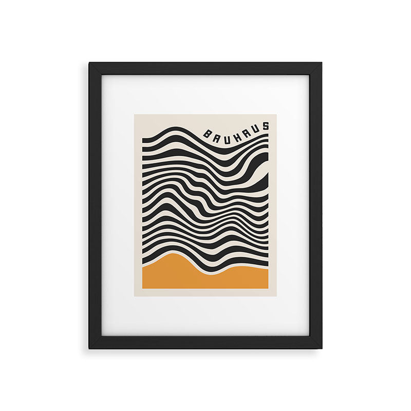 Bauhaus Wavy Lines and Yellow Abstract Retro Print Framed Art Print Gallery Image 4