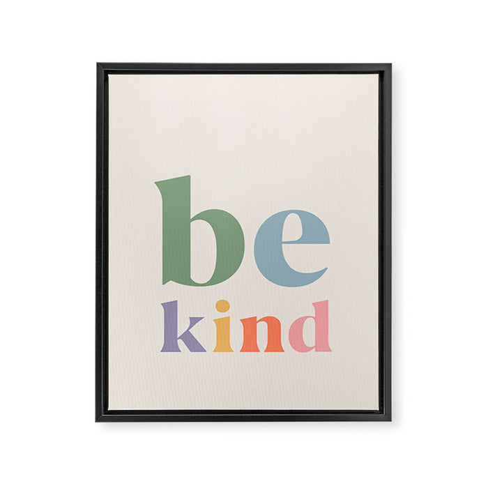 Be Kind Inspirational Quote Danish Pastel Print Framed Canvas Print Gallery Image 1