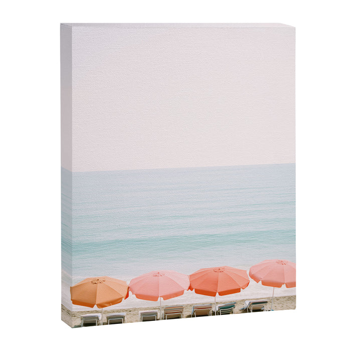 Beach Umbrella Pastel Minimalist AI Photography Canvas Print Gallery Image 1
