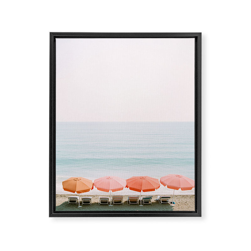 Beach Umbrella Pastel Minimalist AI Photography Framed Canvas Print Gallery Image 6