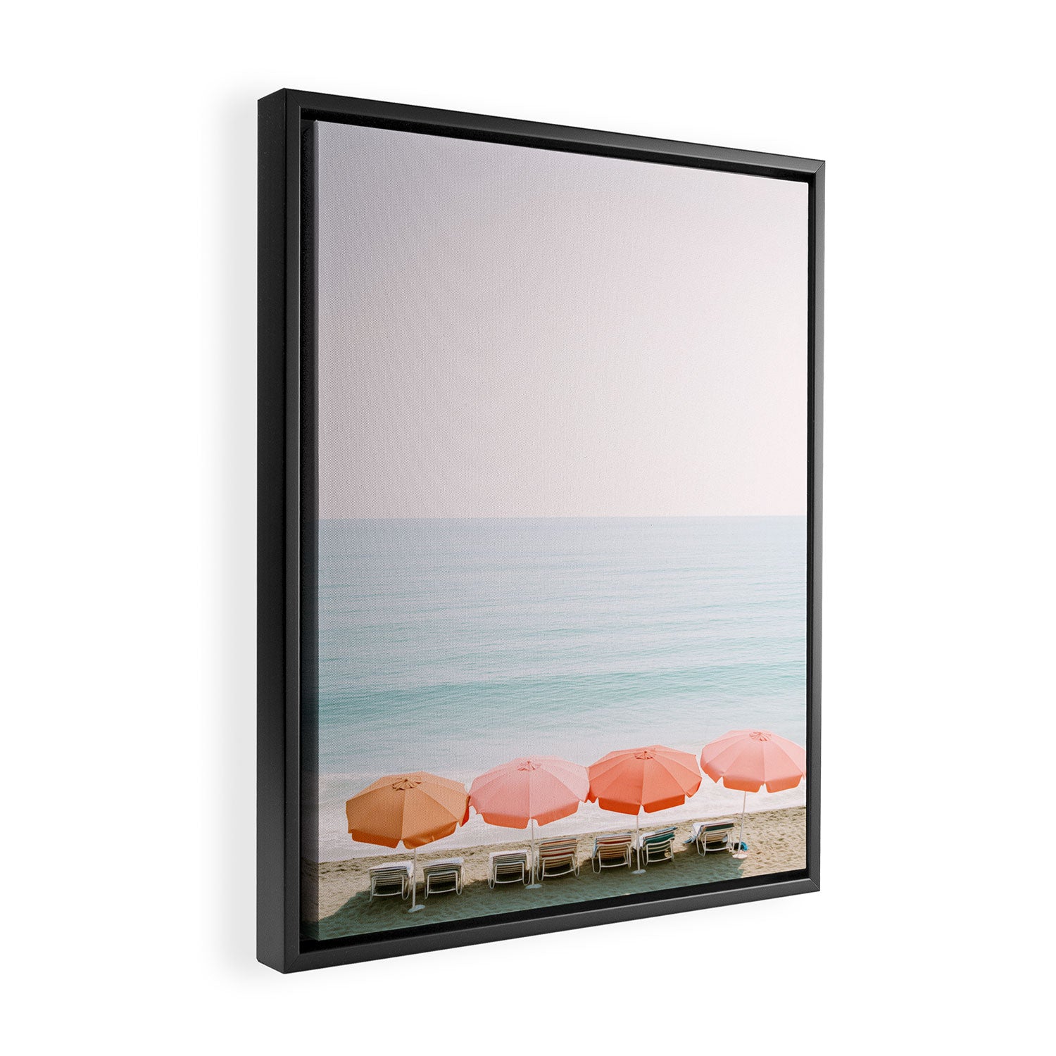 Beach Umbrella Pastel Minimalist AI Photography Framed Canvas Print Gallery Image 2