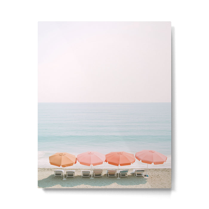 Beach Umbrella Pastel Minimalist AI Photography Metal Print Gallery Image 1