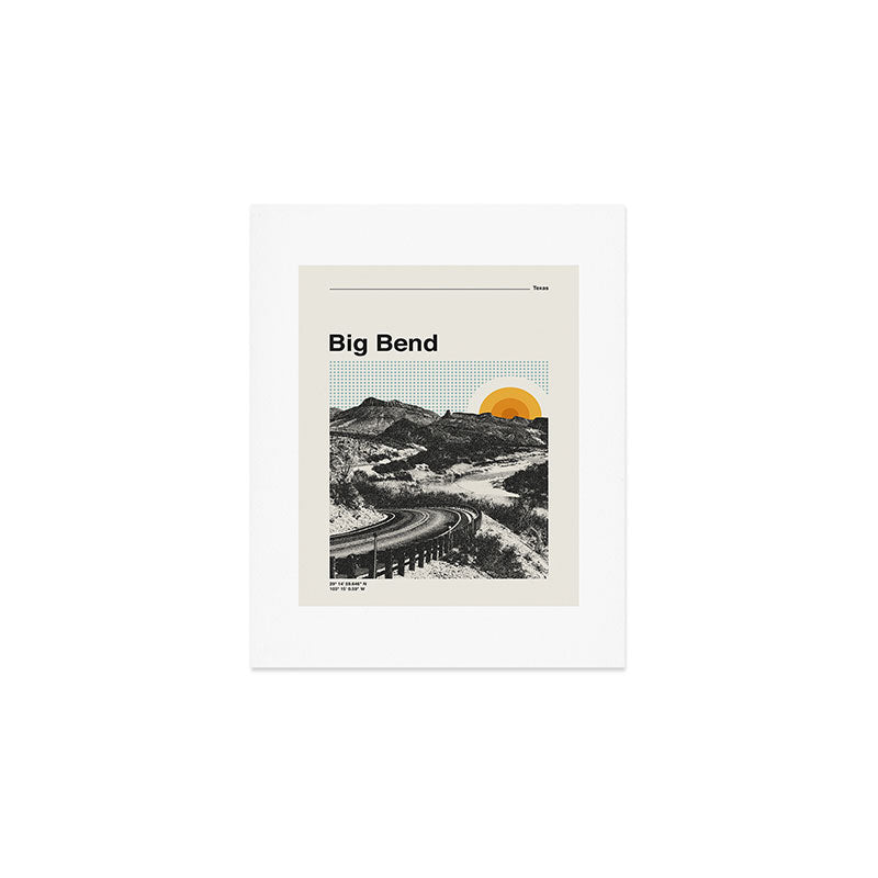 Big Bend National Park Retro Abstract Travel Poster Art Print Gallery Image 1