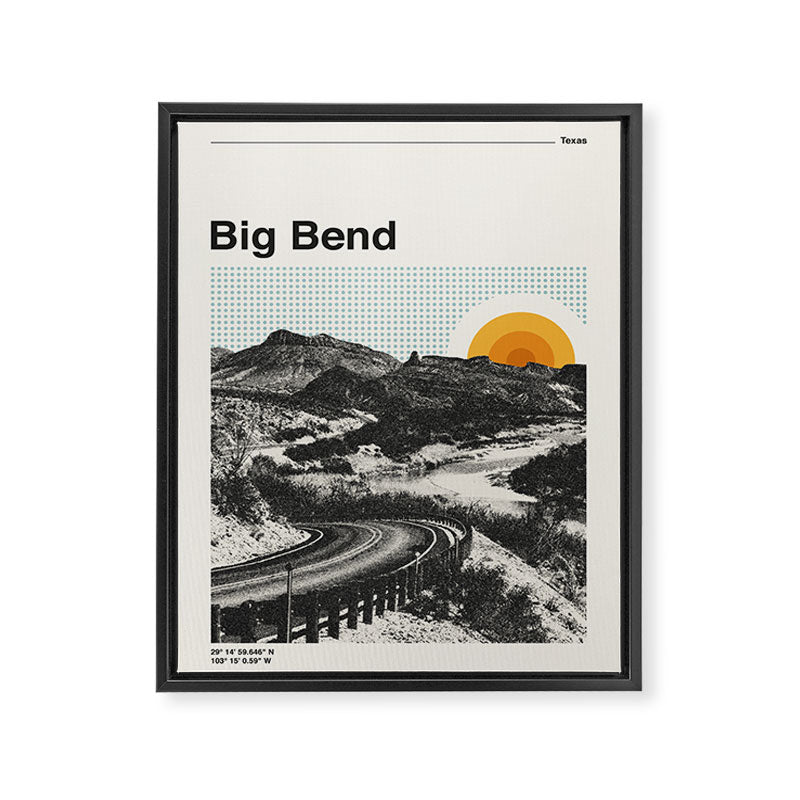 Big Bend National Park Retro Abstract Travel Poster Framed Canvas Print Gallery Image 6