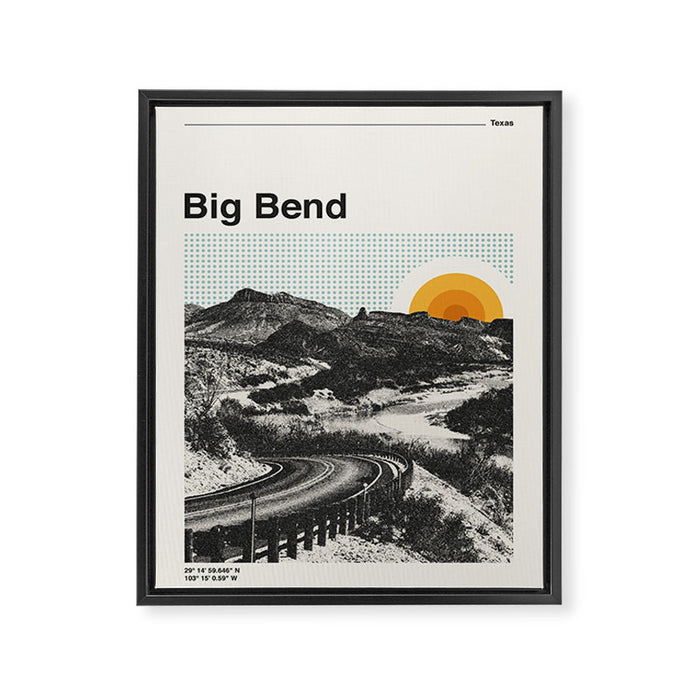 Big Bend National Park Retro Abstract Travel Poster Framed Canvas Print Gallery Image 1