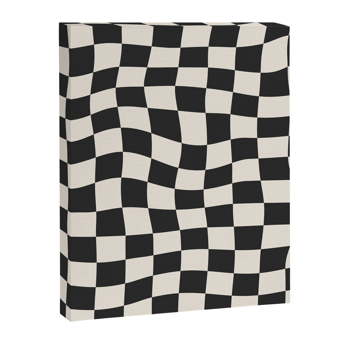 Black and White Wavy Checkered Pattern Canvas Print Gallery Image 6