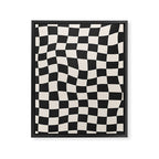 Black and White Wavy Checkered Pattern Framed Canvas Print Gallery Image 6