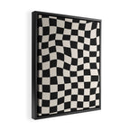 Black and White Wavy Checkered Pattern Framed Canvas Print Gallery Image 2