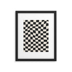 Black and White Wavy Checkered Pattern Framed Art Print Gallery Image 4
