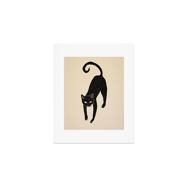 Black Cat Portrait in Matisse Style Art Print Gallery Image 1