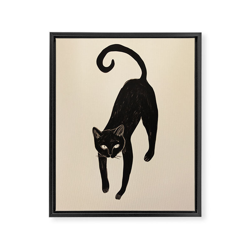 Black Cat Portrait in Matisse Style Framed Canvas Print Gallery Image 6