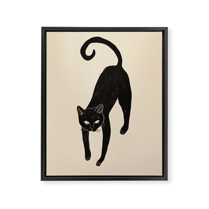 Black Cat Portrait in Matisse Style Framed Canvas Print Gallery Image 1