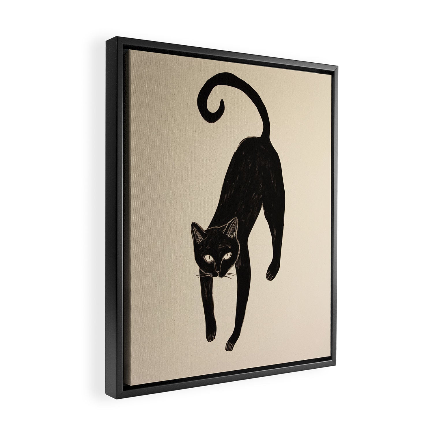 Black Cat Portrait in Matisse Style Framed Canvas Print Gallery Image 2