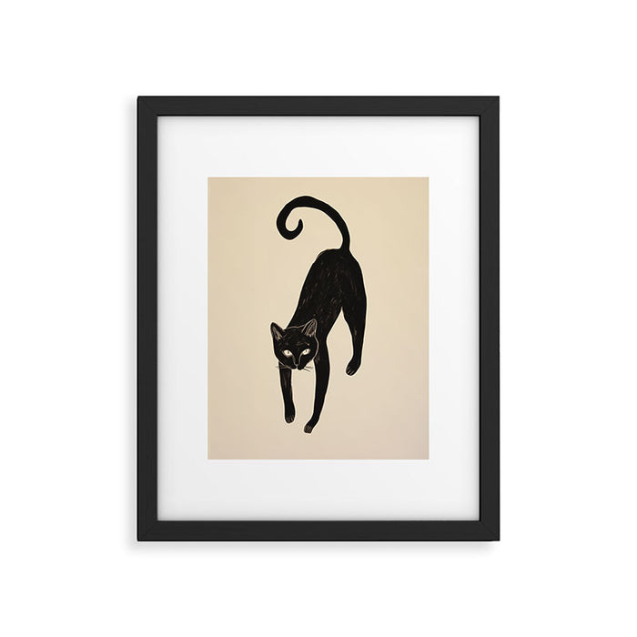 Black Cat Portrait in Matisse Style Framed Art Print Gallery Image 1
