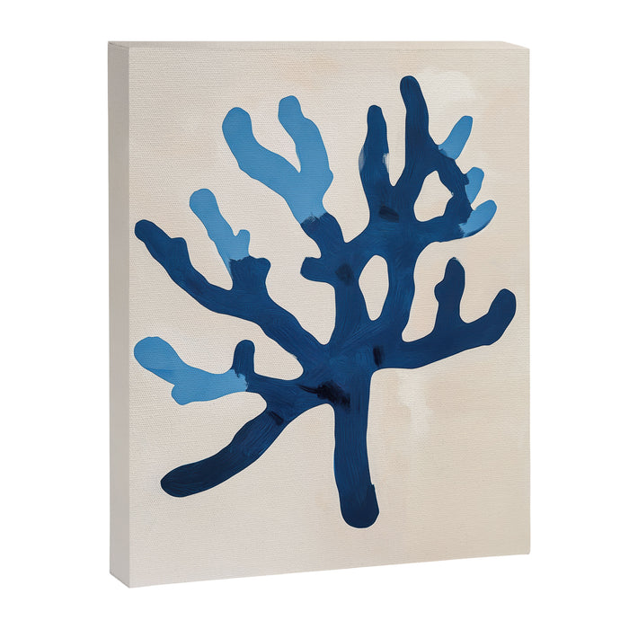 Blue Minimalist Coral Sea Ocean Coastal Art Painting Canvas Print Gallery Image 1