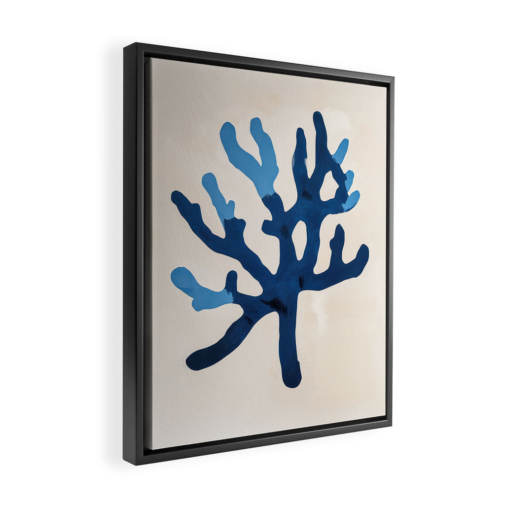 Blue Minimalist Coral Sea Ocean Coastal Art Painting Framed Canvas Print Gallery Image 2