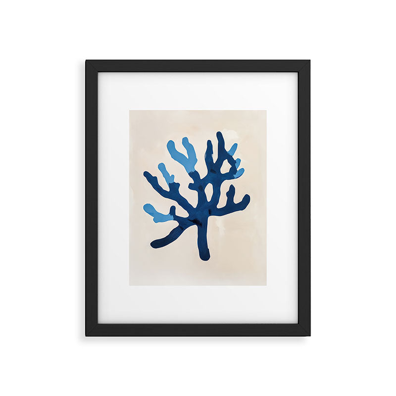 Blue Minimalist Coral Sea Ocean Coastal Art Painting Framed Art Print Gallery Image 5
