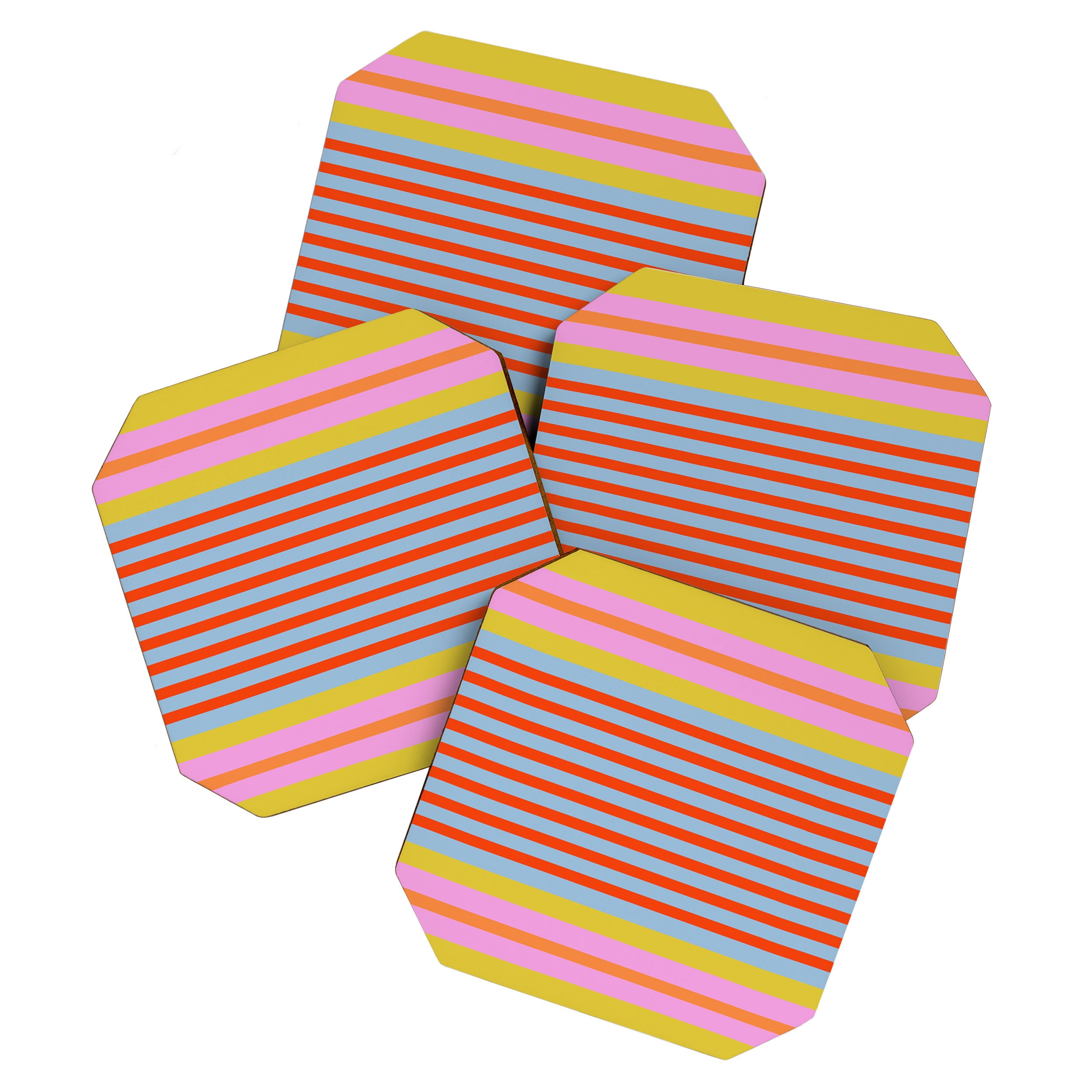 Bold Color Stripes Play Summer Bright Pattern 1 Coaster Gallery Image 1