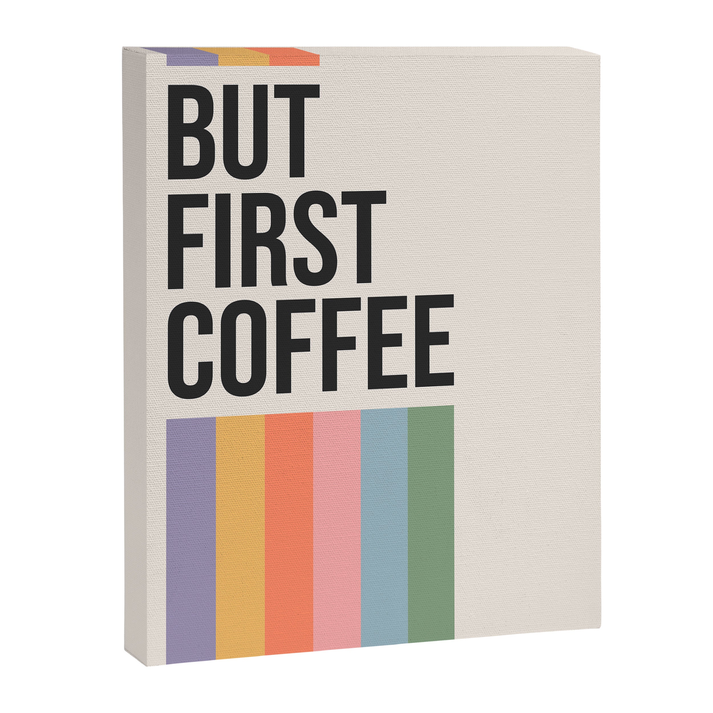 But First Coffee Retro Colorful Rainbow Quote Canvas Print Gallery Image 6