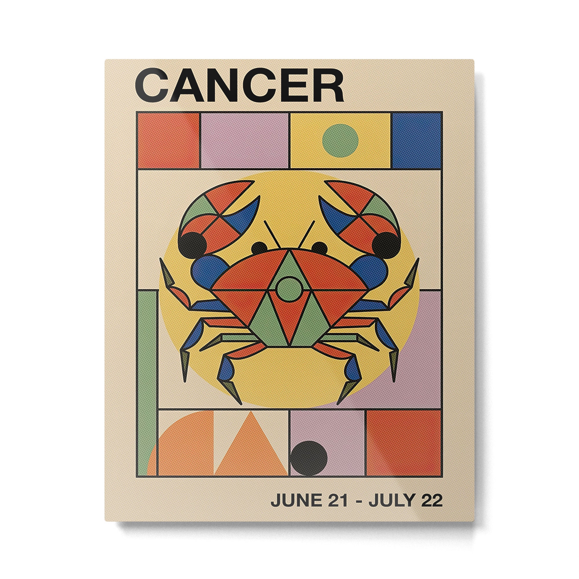 Cancer Zodiac Art print in Bauhaus Mid Century Modern Style Metal Print Gallery Image 4