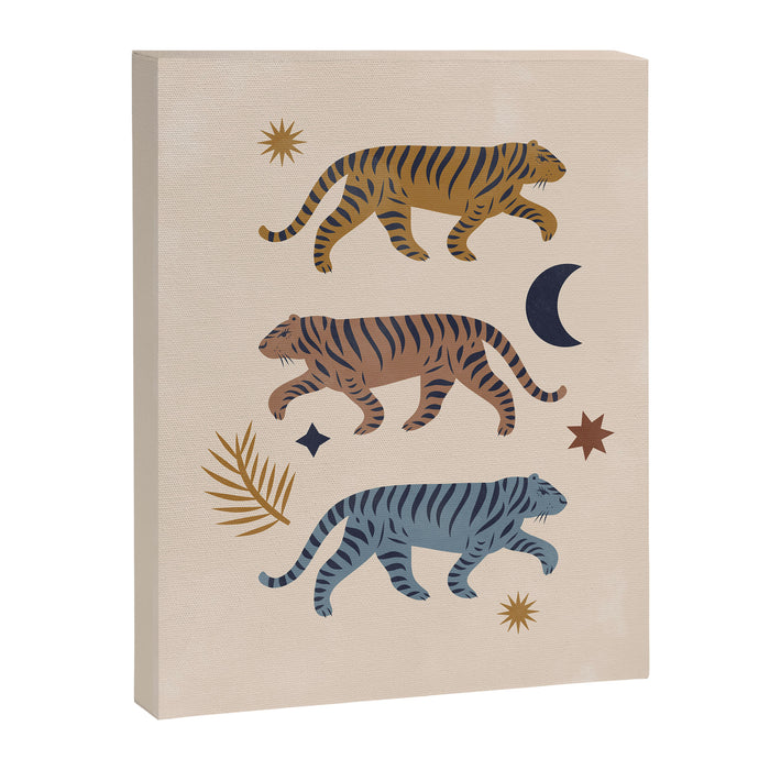 Celestial Tigers with Moon and Stars Canvas Print Gallery Image 1