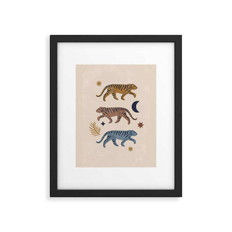 Celestial Tigers with Moon and Stars Framed Art Print Gallery Image 5